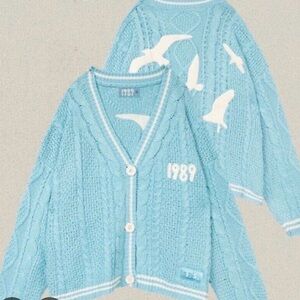 Taylor Swift Light Blue Cable Knit Cardigan
